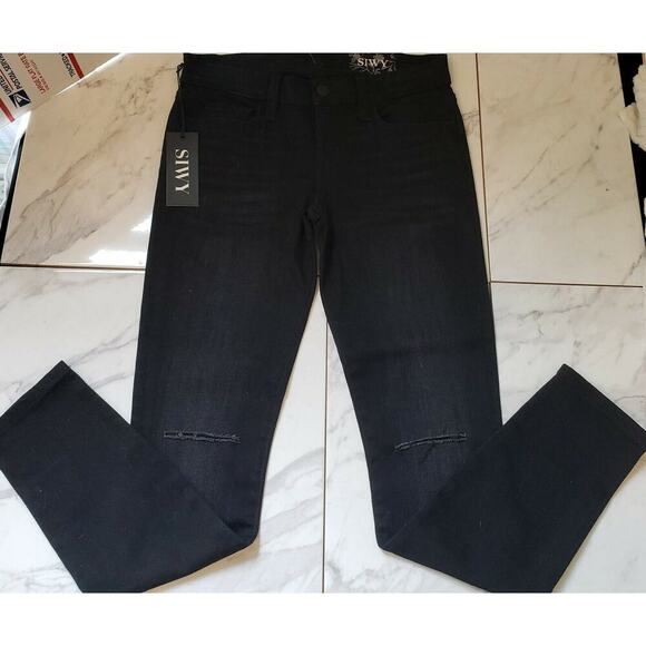 SIWY LOS ANGELES BLACK DISTRESSED SKINNY JEANS 26 - Picture 8 of 8